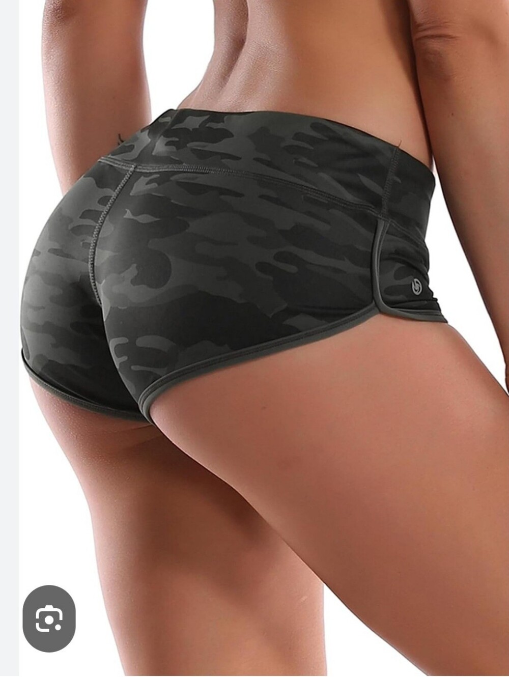 High-Waist Green Camo Athletic Shorts for Women